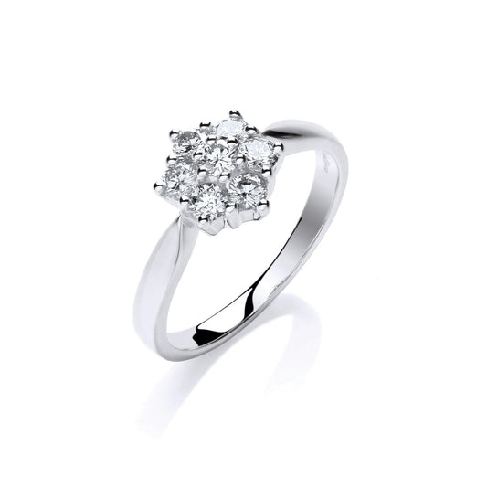 9ct W/G 0.50ctw Diamond Flower / Cluster Ring