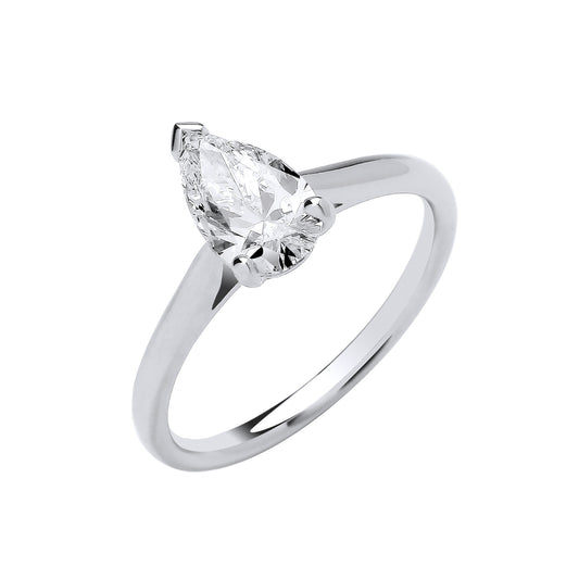 18ct White Gold 1.00ctw Pear Cut LAB GROWN Diamond Ring IGI Certified