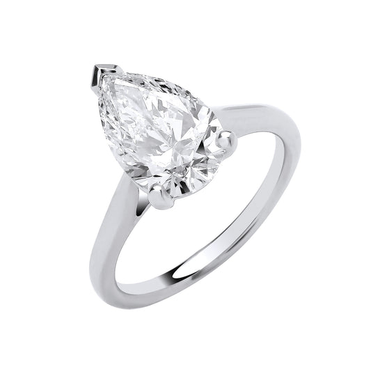 18ct White Gold 3.00ctw Pear Cut  LAB GROWN Diamond Ring IGI Certified