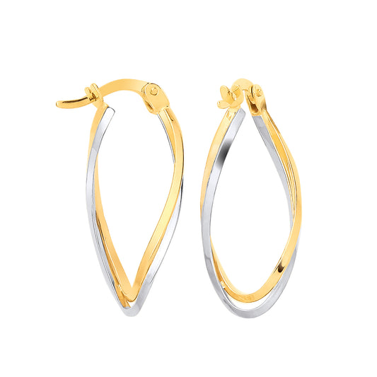 Y/G Two Colour Twist Oval Hoops