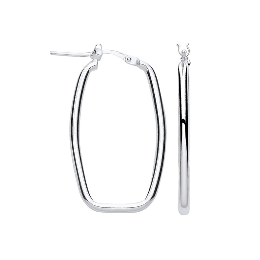 Silver Rectangular Creole Earrings