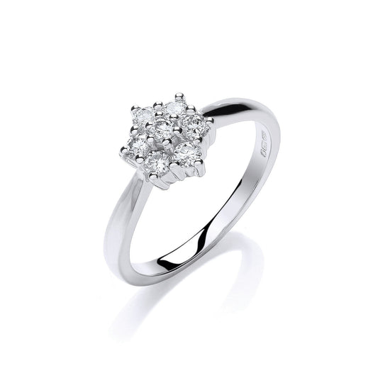 9ct W/G 0.33ct Diamond 7St Cluster Ring
