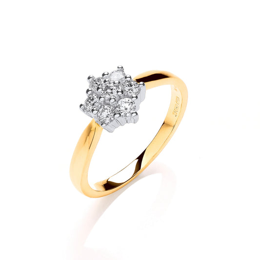 9ct Y/G 0.33ctw Diamond 7St Cluster Ring