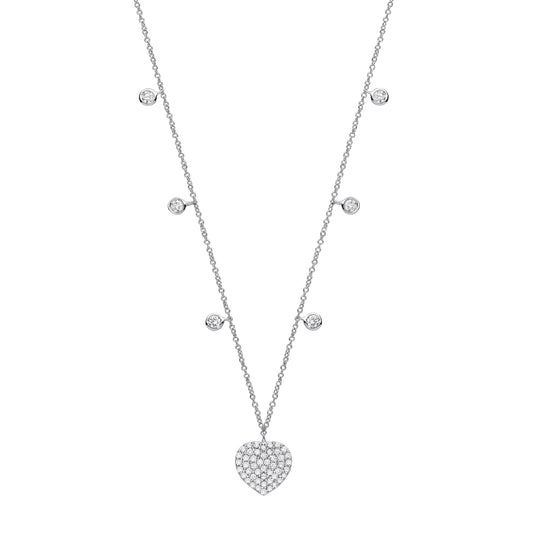 9ct White Gold 0.45ctw Heart Necklace
