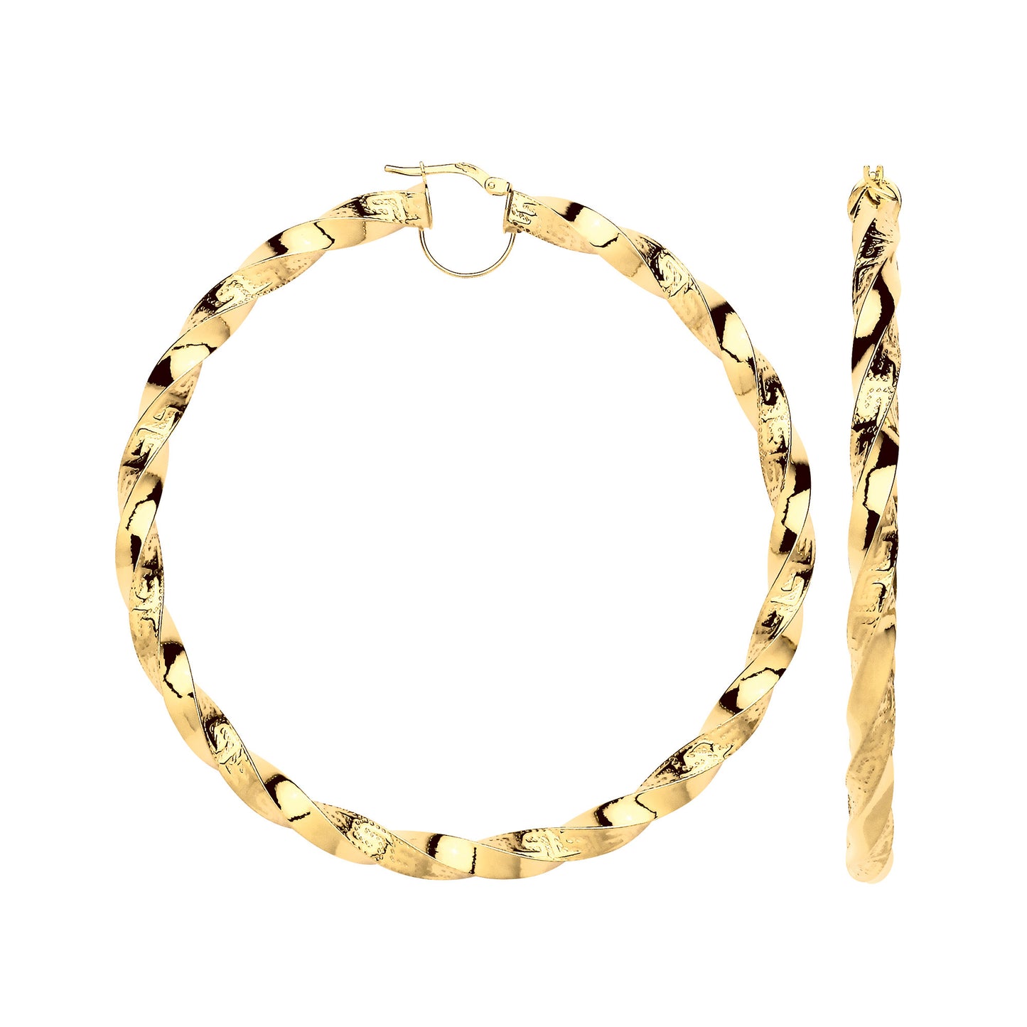 Y/G Twisted Greek Key 75mm Hoop Earrings