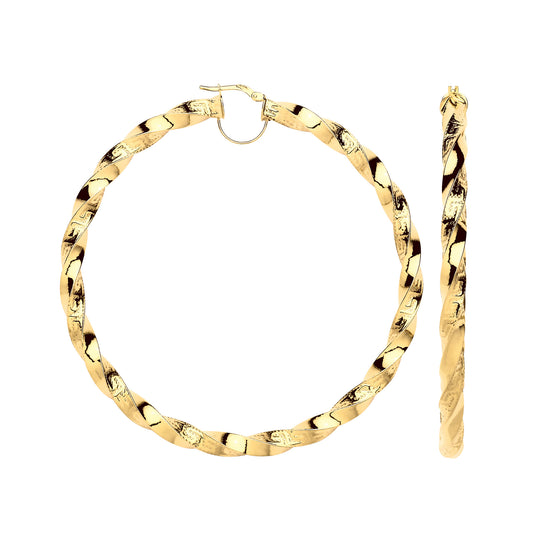 Y/G Twisted Greek Key 75mm Hoop Earrings