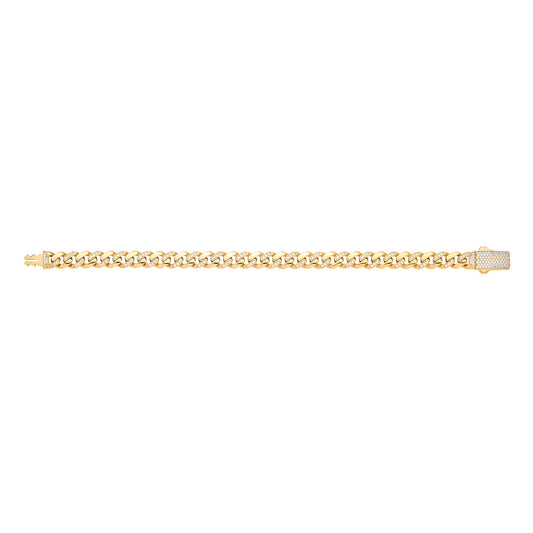 Y/G Cz Curb 8mm Gents Bracelet