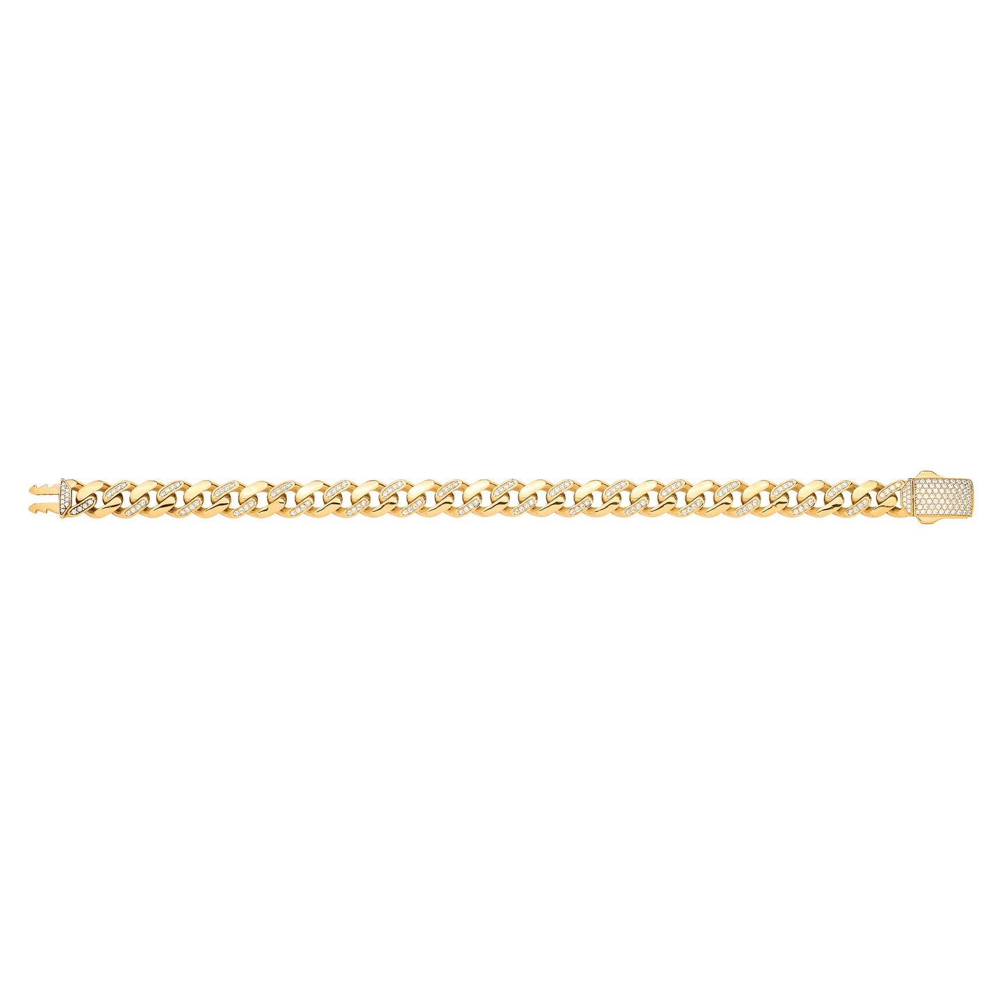 Y/G Cz Curb 9mm Gents Bracelet