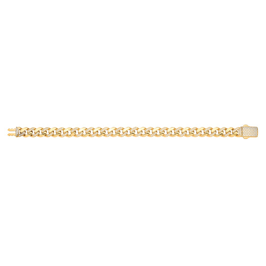 Y/G Cz Curb 9mm Gents Bracelet
