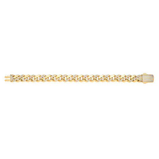 Y/G Cz Curb 11mm Gents Bracelet