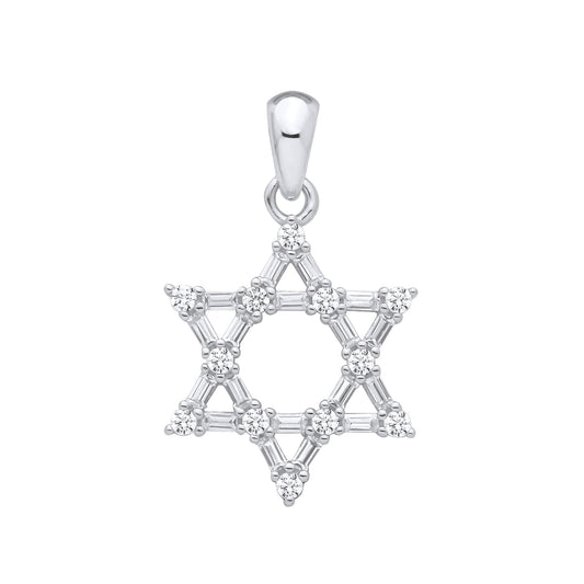 Silver CZs Star of David Pendant
