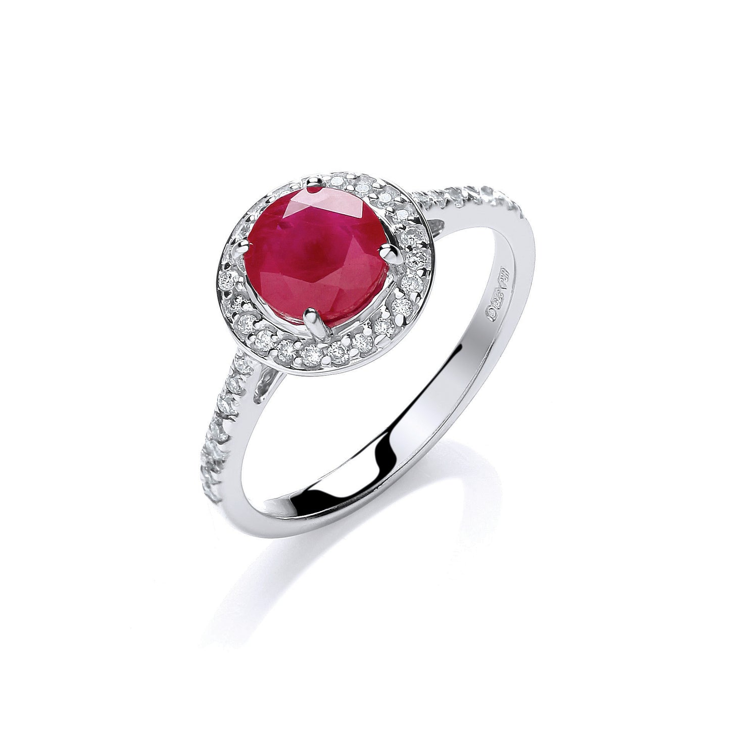 9ct W/G 0.20ct Diamond, 0.70ct 5mm Ruby Ring