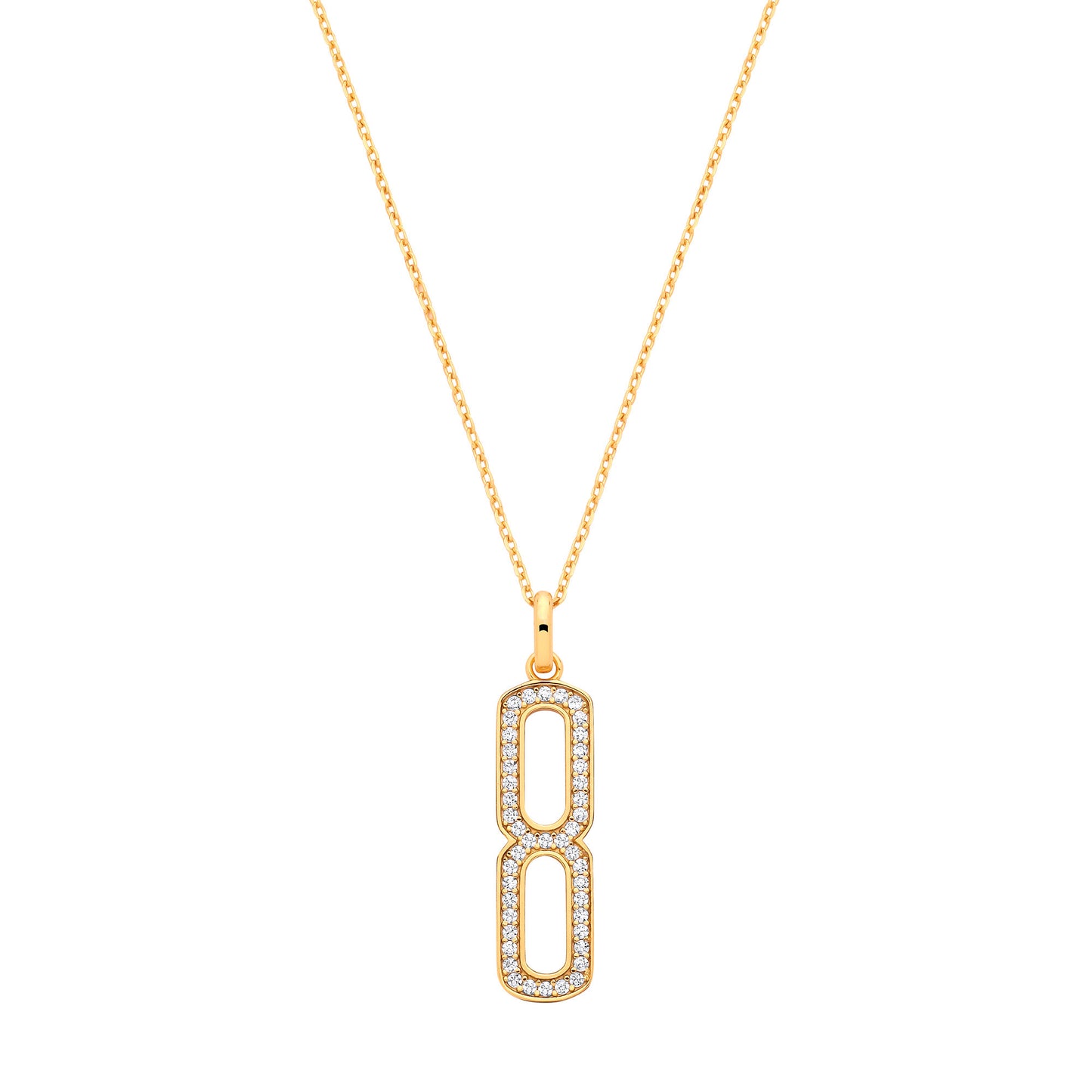 Silver 18ct YG Plated Necklace with CZ Paper Clip Drop Pendant