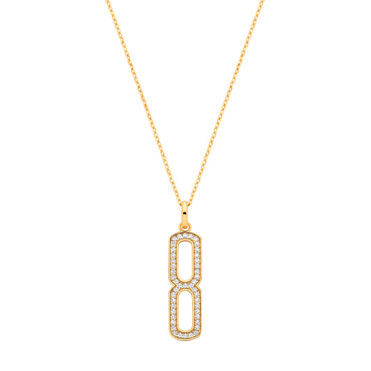 Silver 18ct YG Plated Necklace with CZ Paper Clip Drop Pendant