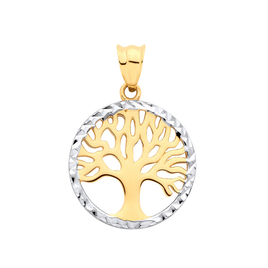 Y & W/G Small Tree of Life Pendant