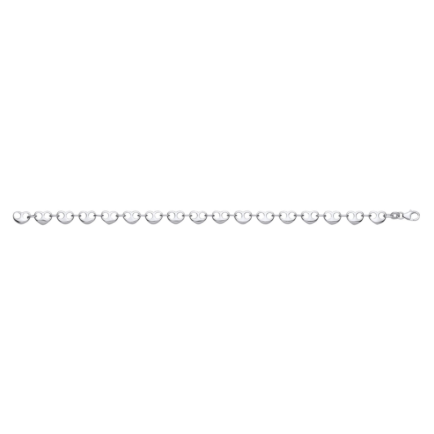 Silver Heart Bean Ladies Bracelet