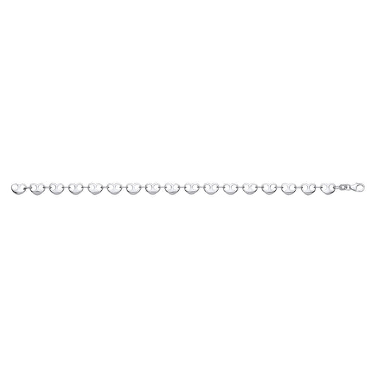 Silver Heart Bean Ladies Bracelet