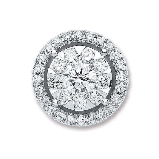 18ct White Gold 0.60ct Diamond Cluster Pendant