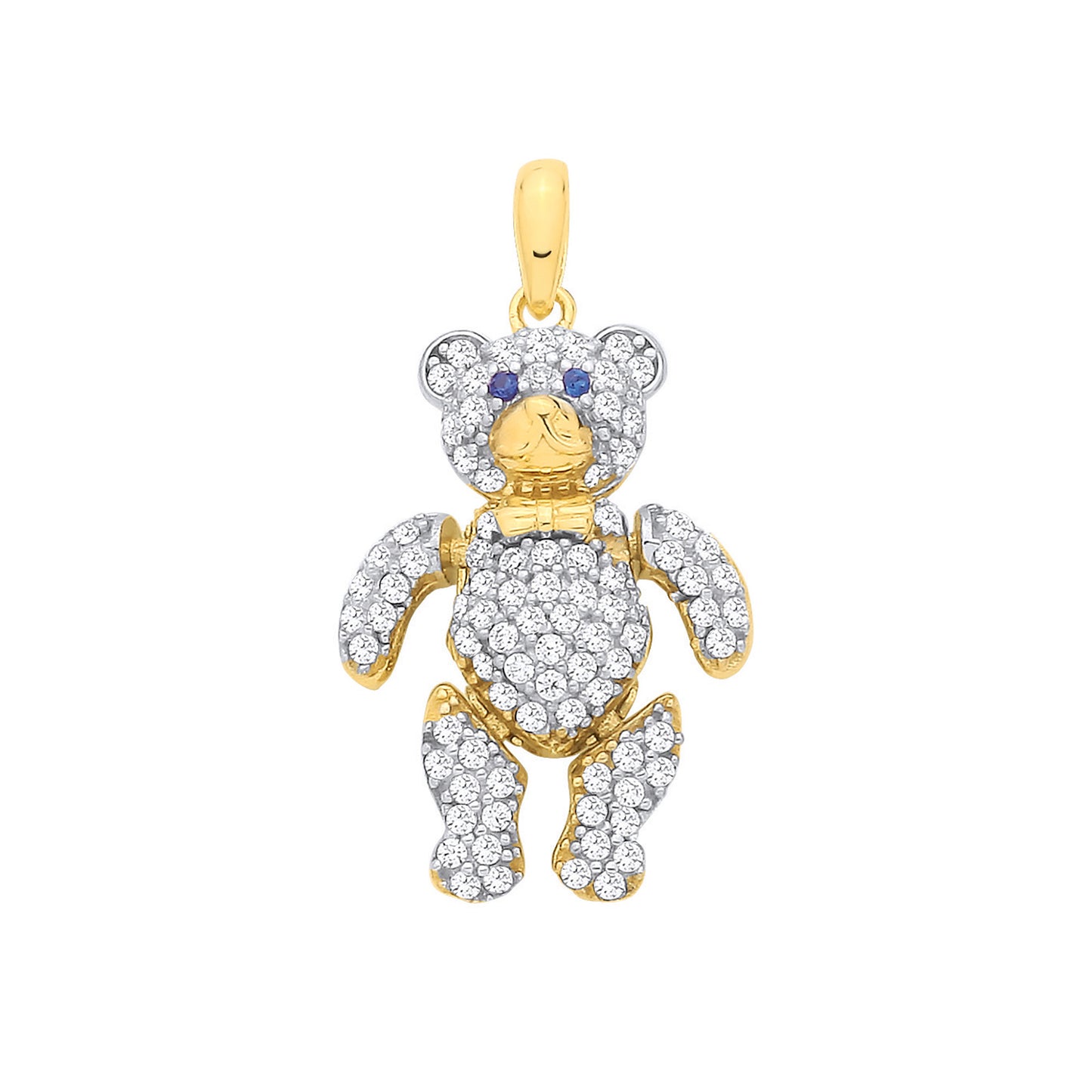 Y/G CZ 3D Teddy bear Pendant