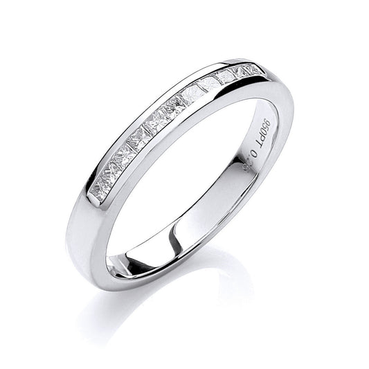 18ct White Gold 0.25ctw Princess cut G/H-Si Diamond Half Eternity Ring