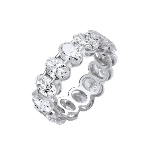18ct White Gold 7.00ctw Oval Cut Lab Grown Diamond Eternity Ring IGI Certified