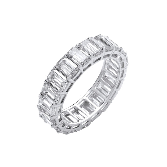 18ct White Gold 6.00ctw Emerald Cut Lab Grown Diamond Eternity Ring IGI Certified