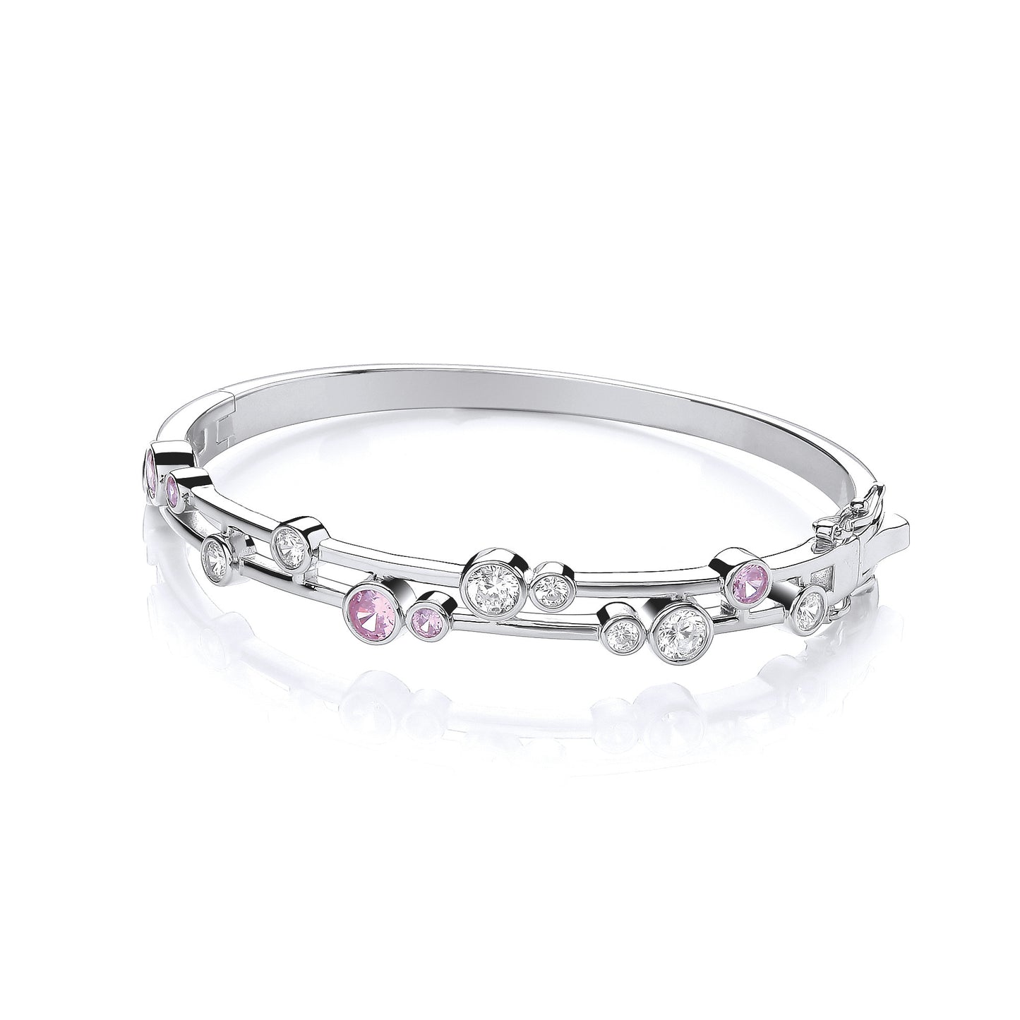 Timeless Rubover set Pink & Clear CZs Ladies J-Jaz Bangle