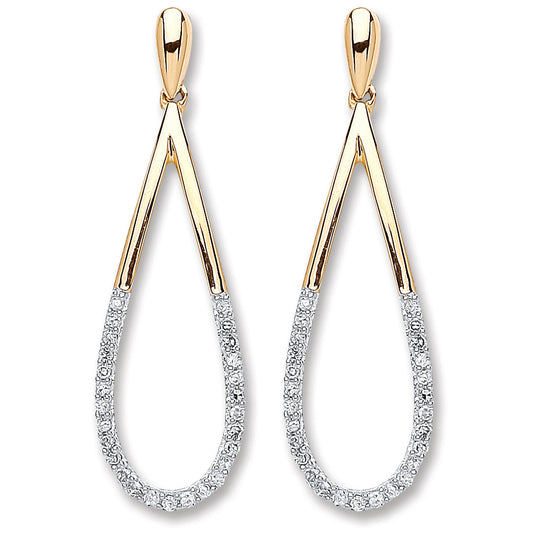 9ct Yellow Gold 0.15ct Dia Drop Earrings