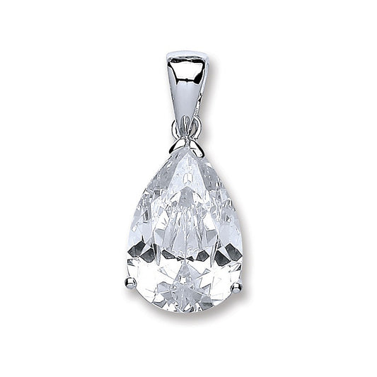 Silver S/S Pear Cz Pendant