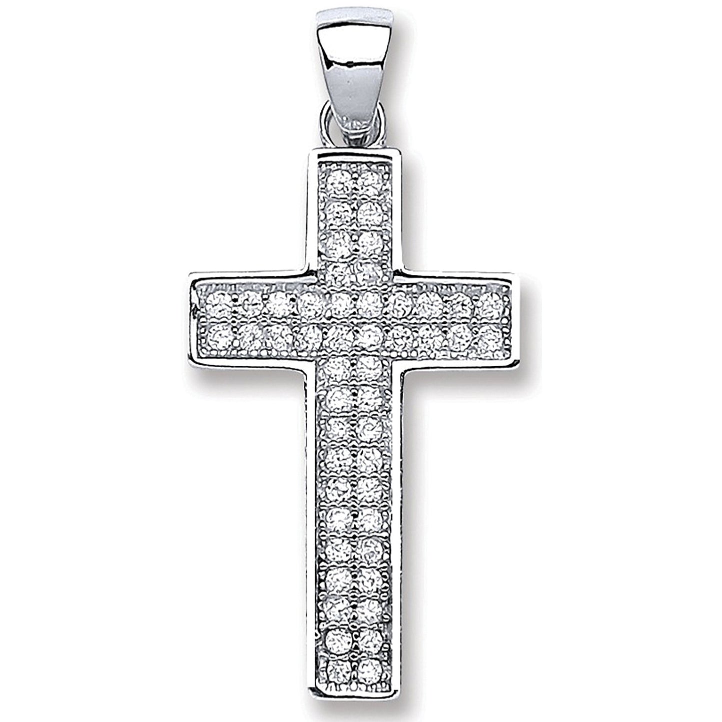 Silver Pave Set Cz Cross
