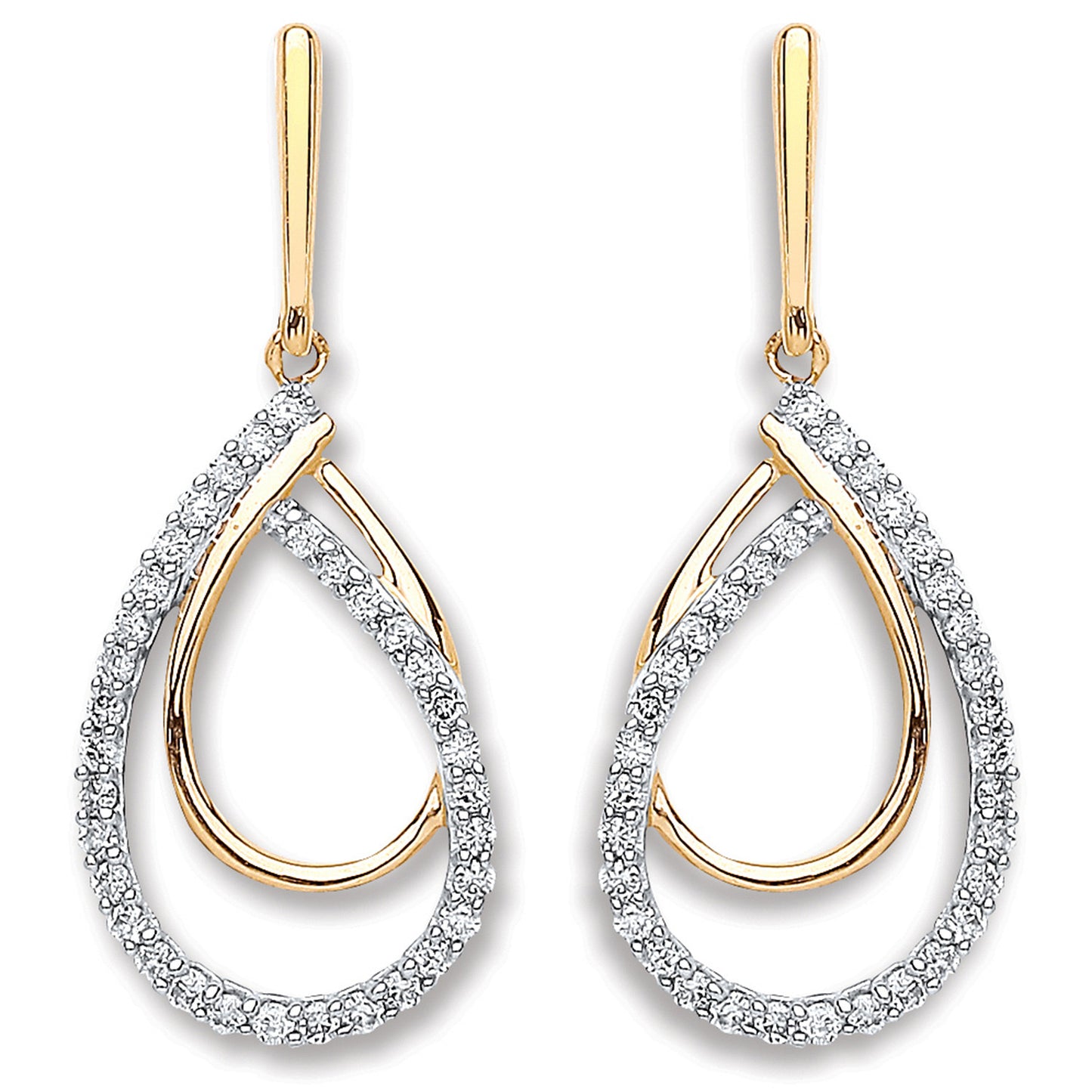 9ct Yellow Gold 0.20ct Dia Drop Earrings