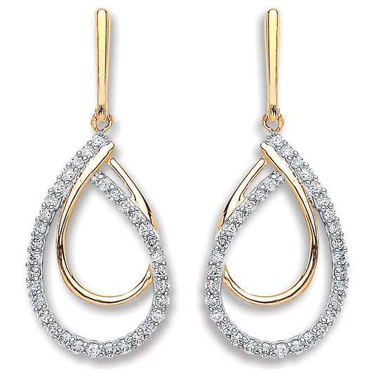 9ct Yellow Gold 0.20ct Dia Drop Earrings