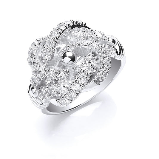 Silver Cz Knot Gents Ring