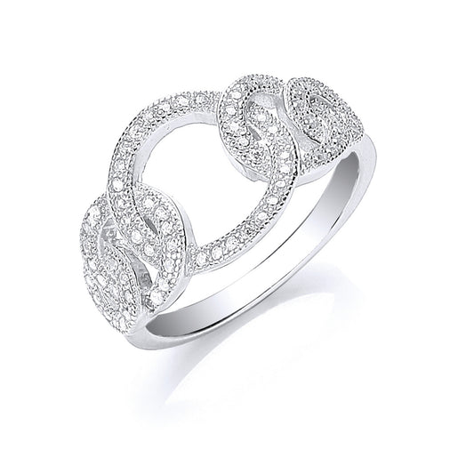 Silver Interlink Cz Ring