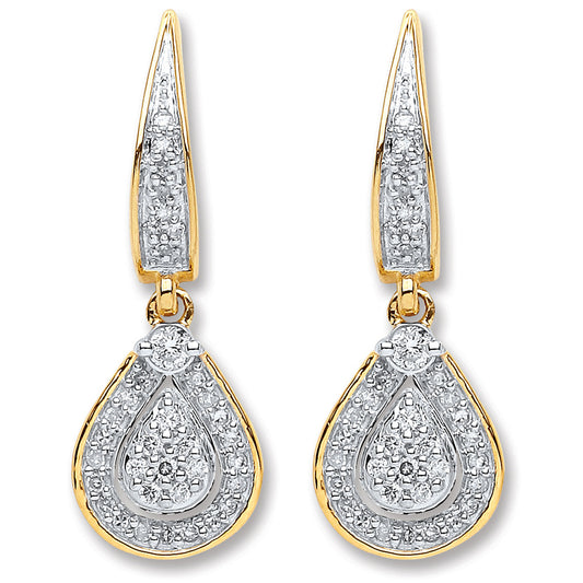 9ct Yellow Gold 0.25ct Dia Drop Earrings