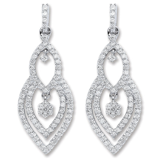 18ct White Gold 0.75ct Dia Drop Earrings