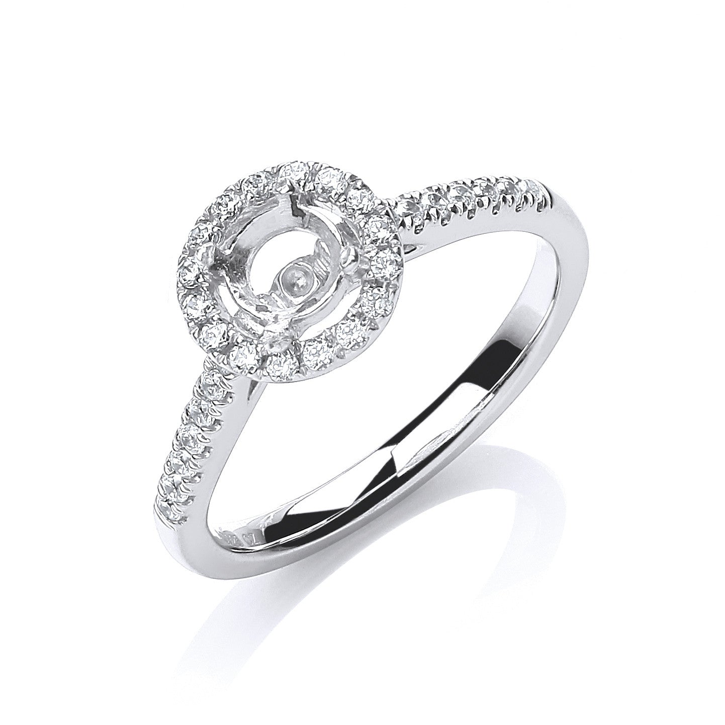 18ct White Gold 0.30ct & (0.30ct Centre) Semi-Set Mount G/VS
