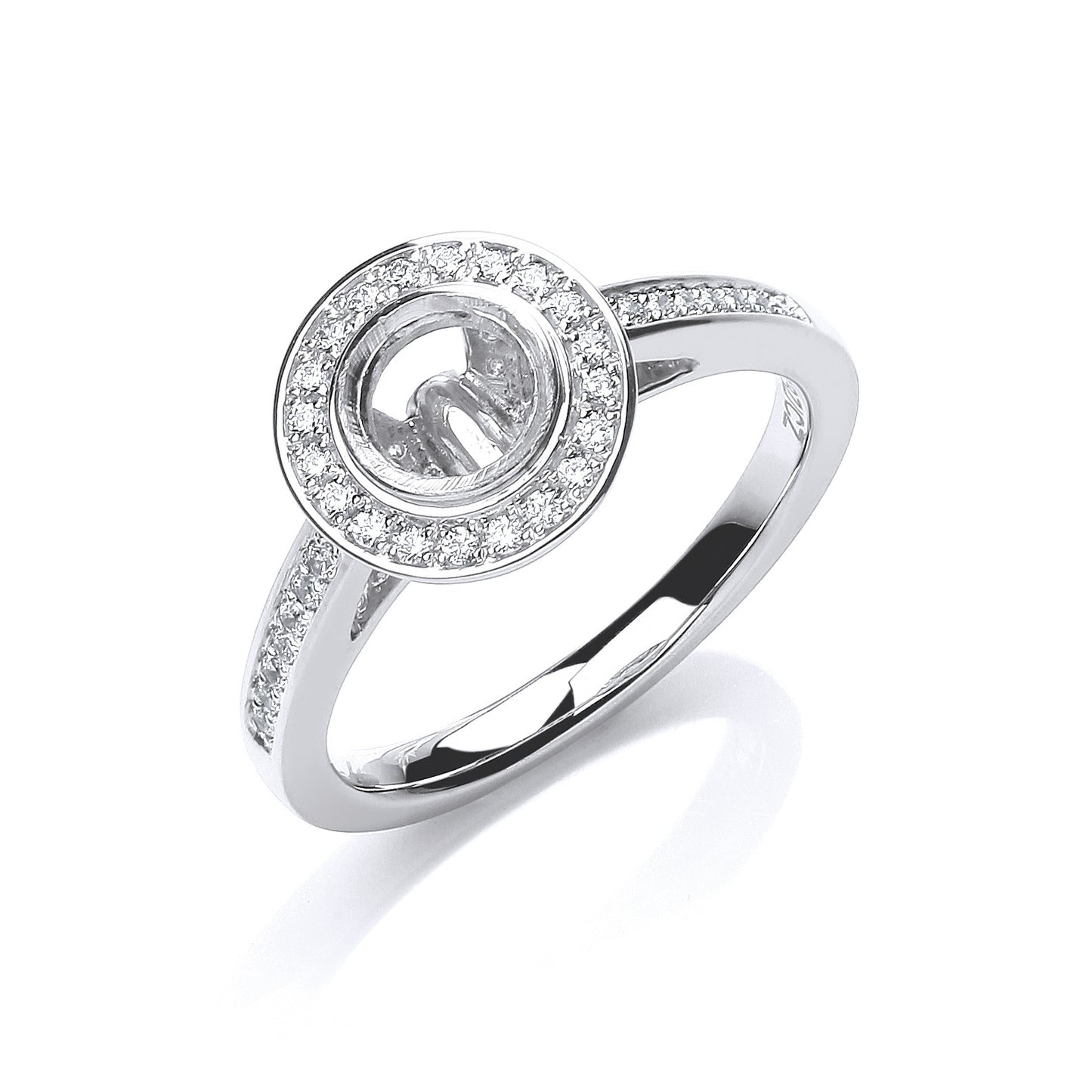 18ct White Gold 0.29ct & (0.50ct Centre) Semi-Set Mount G/VS