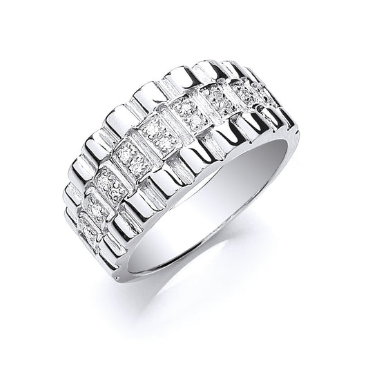 Silver Gents Cz Ring