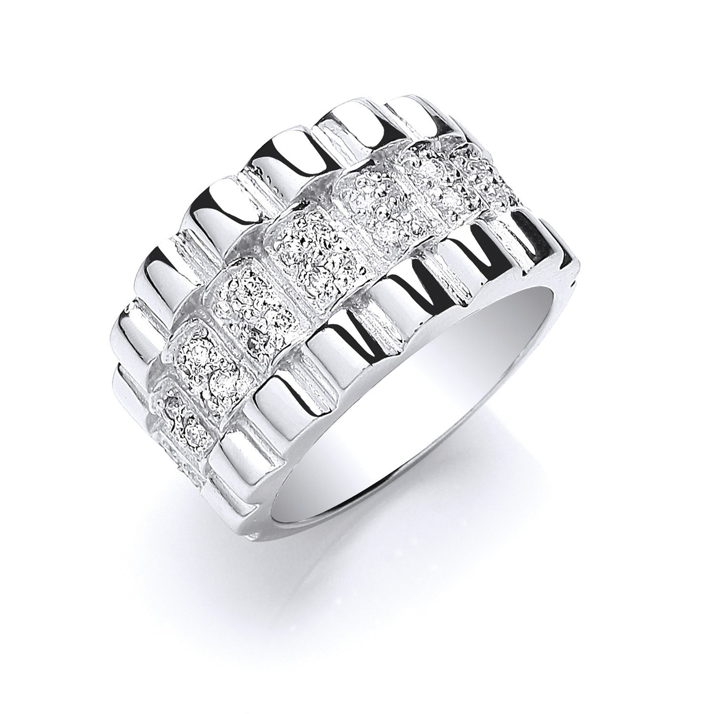 Silver Gents Cz Ring