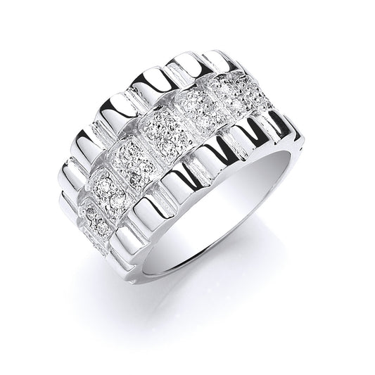 Silver Gents Cz Ring