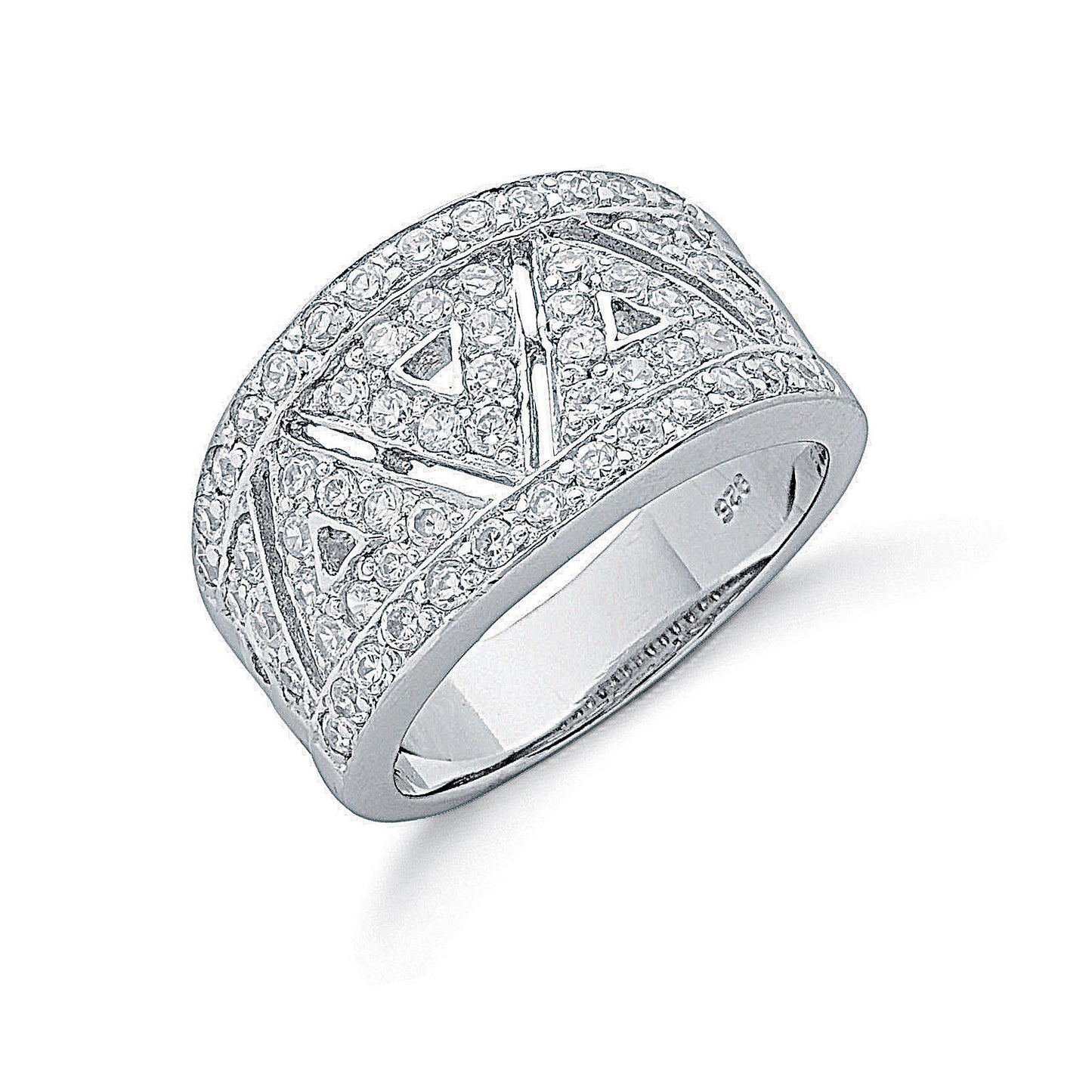 Silver Fancy Pave Set Cz Ring