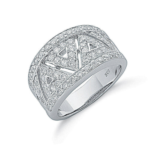 Silver Fancy Pave Set Cz Ring