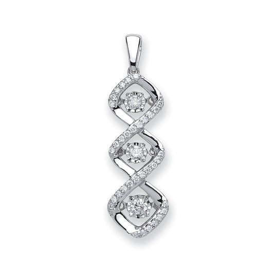 9ct White Gold 0.25ct Dancing Diamond Drop Pendant