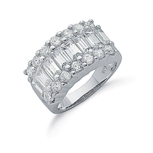 Silver Fancy Cz Half Eternity Ring