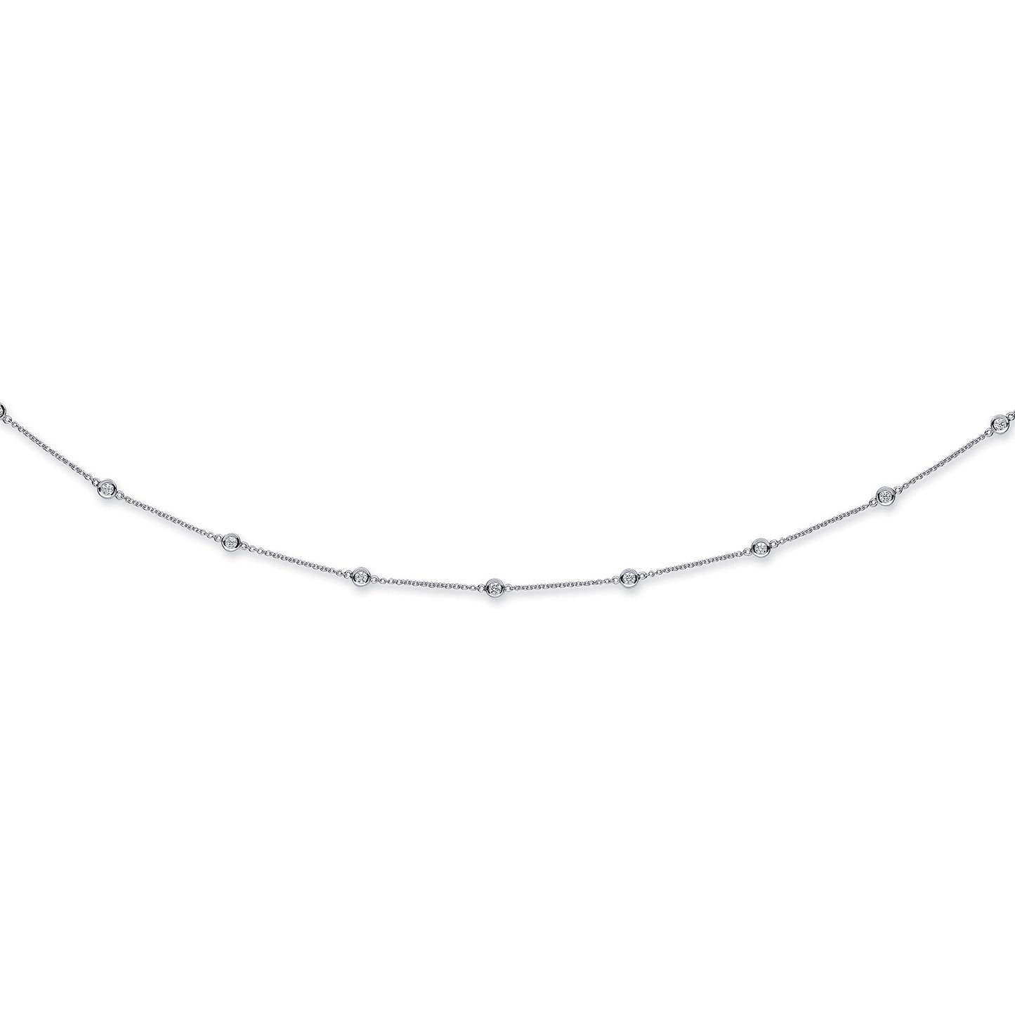 18ct White Gold 1.00ct Diamond by the yard Necklace (18in/45cm)