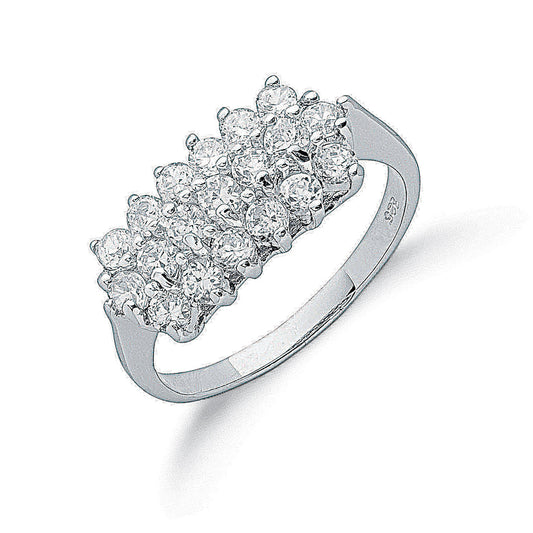 Silver Claw Set Cz Cluster Ring