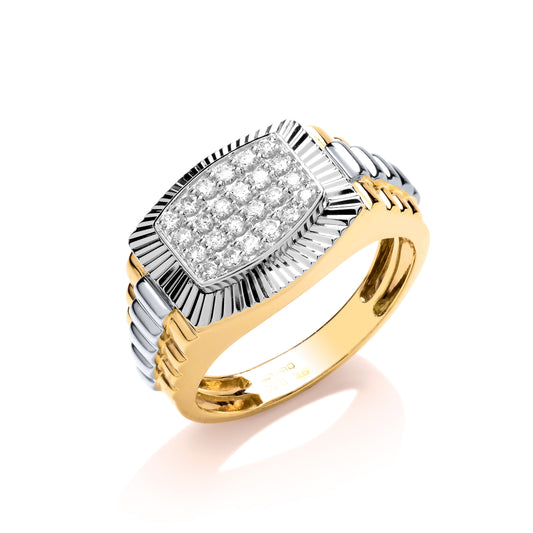 9ct Y/W Gold 0.50ct Diamond Fancy Link Ring