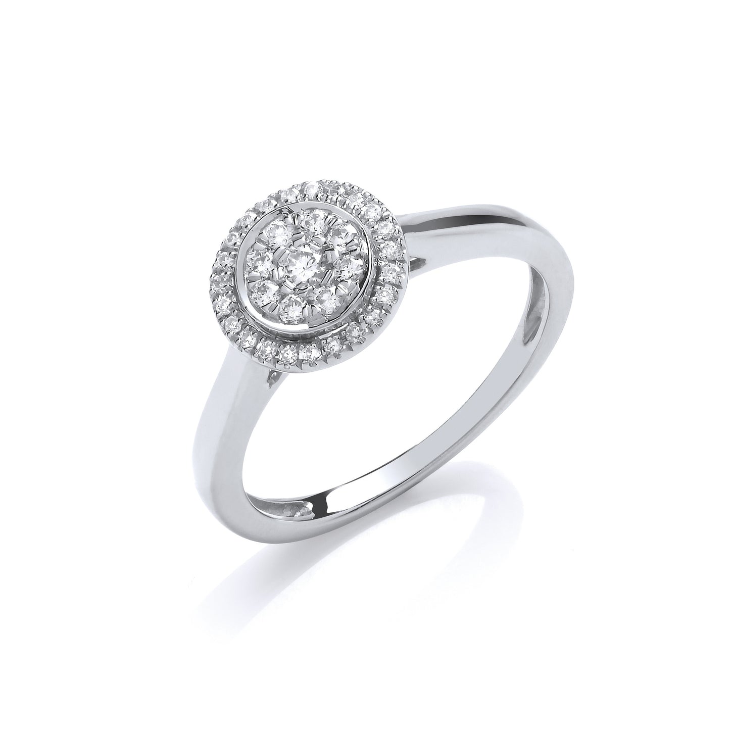 9ct White Gold Round Pave 0.25ct  Diamond Ring