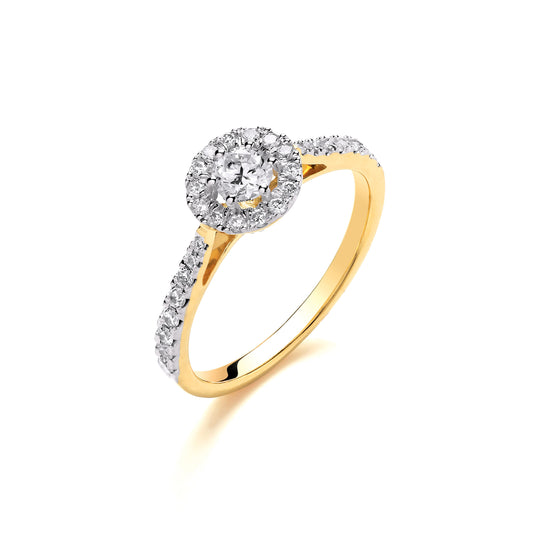 18ct Yellow Gold Halo Style 0.50ctw  Diamond Ring